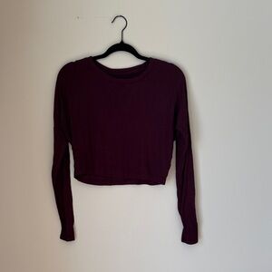 Aeropostale Burgundy Long Sleeve Crop Top